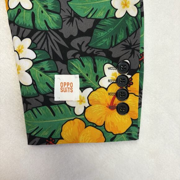 OppoSuits Tropical Treasure 2 Pc. Black Floral Suit Men’s Size 38 - Picture 9 of 16